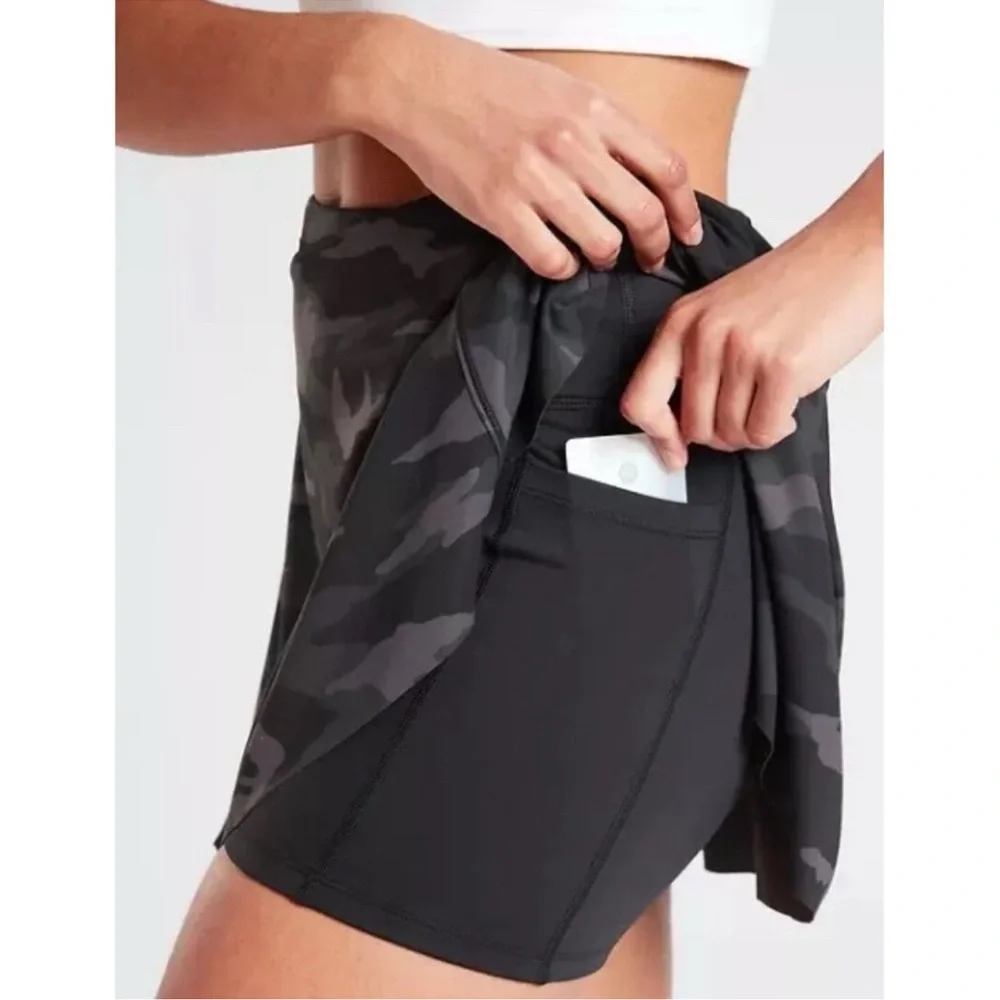 Athleta Match Point Black Camouflage Women's Skort with built in shorts - Picture 4 of 15
